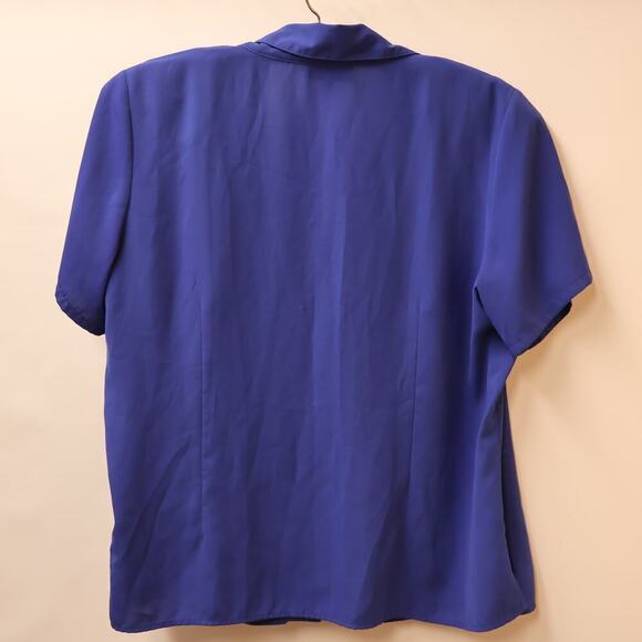 Element Blue Blouse Button Front Size 2XL Short Sleeves Collar Shldr Inserts - Picture 9 of 16